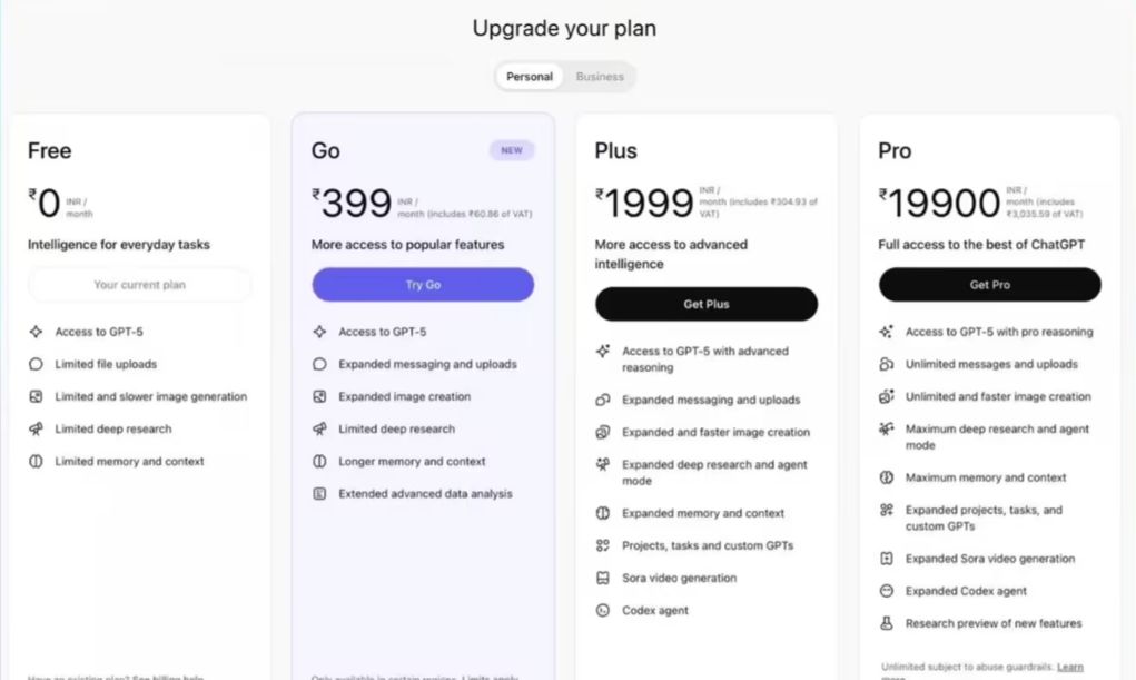 cd850a07j00t0wxr9001fd000sd00gzp OpenAI 推出“ChatGPT Go”低价套餐:仅限特定地区,每月 399 印度卢比