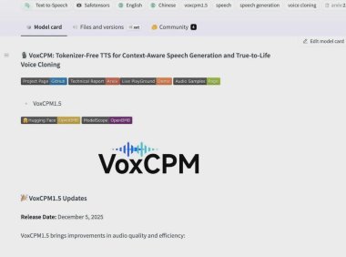 面壁智能VoxCPM 1.5版本上线 音频生成效率提升一倍